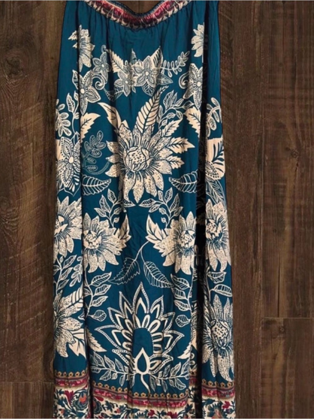 NATURAL LIFE Bohemian Teal Floral Maxi Skirt - Teal Floral - Picture 3 of 4